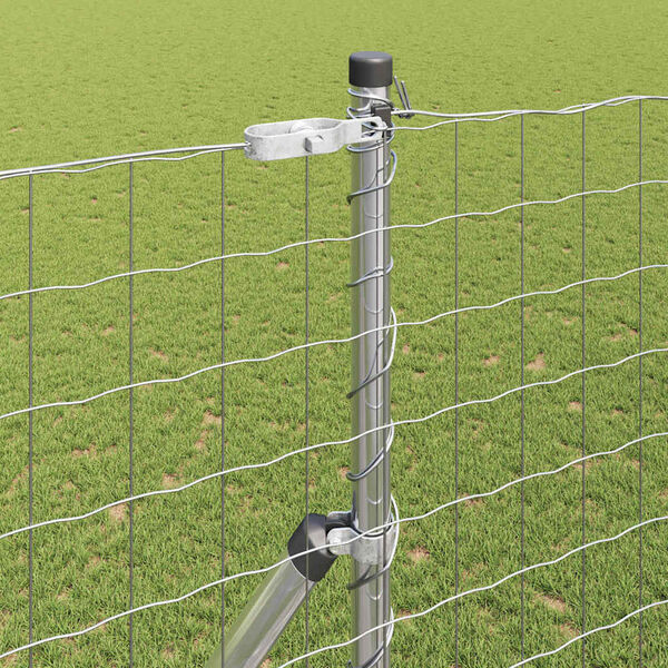 vidaXL Recinzione con Posto Argento 1,5 x 10 m Acciaio e PVC