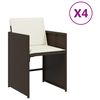 vidaXL Sedie da Giardino con Cuscini 4 pz Marroni in Polyrattan