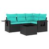vidaXL Set Divani da Giardino 5 pz con Cuscini Nero in Polyrattan