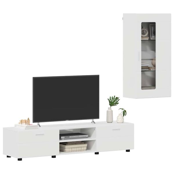 vidaXL Set mobile TV con porta FLORIN Bianco Lucido Legno multistrato