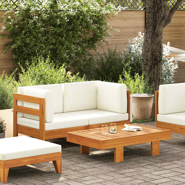 vidaXL Set Divani Giardino 2 pz Cuscini Bianco Crema in Legno d'Acacia