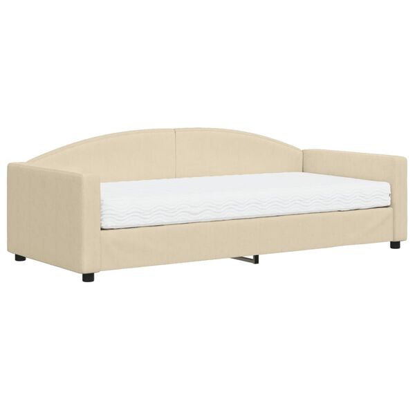 vidaXL Divano Letto con Materasso Crema 90x200 cm in Tessuto
