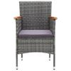 vidaXL Set Bistrot Giardino 3 pz Polyrattan e Vetro Temperato Grigio