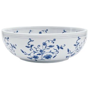 vidaXL Lavabo da Appoggio Bianco e Blu Rotondo &Phi;41x14 cm Ceramica