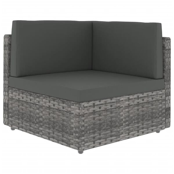 vidaXL Set Divani da Giardino 7 pz con Cuscini in Polyrattan Grigio