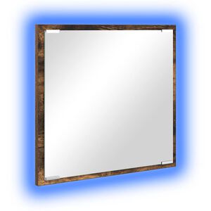 vidaXL Specchio da bagno LED Rovere fum&eacute; 40 x 37 x 8.5 cm