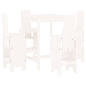 vidaXL Set Bar da Giardino 5 pz Bianco in Legno Massello di Pino