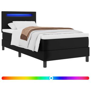 vidaXL Letto a molle con materasso Nero 90 x 190 cm Pelle sintetica