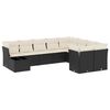 vidaXL Set Divani da Giardino 10pz con Cuscini in Polyrattan Nero