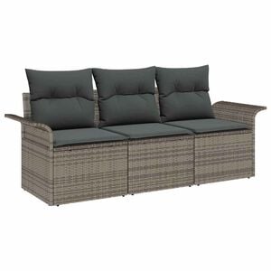 vidaXL Set di divani con cuscino 3 pcs Grigio polyrattan