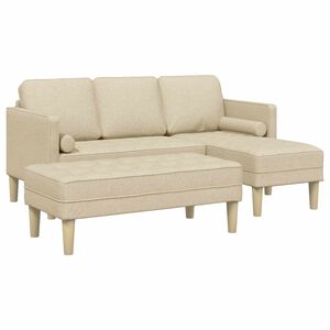 vidaXL Set di divani 2 pz Crema Poliestere