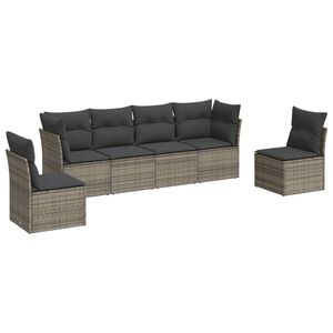 vidaXL Set Divano da Giardino 6 pz con Cuscini Grigio in Polyrattan