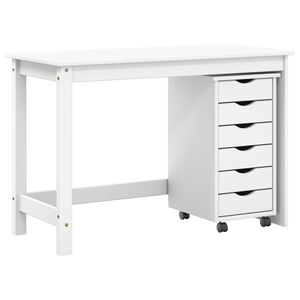vidaXL Set scrivania e mobiletto su ruote MOSS 2 pcs Bianco