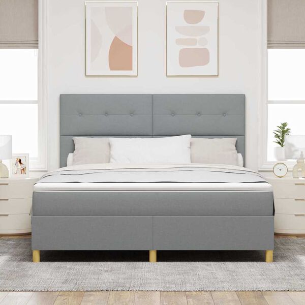 vidaXL Letto a Sorgente LED Grigio chiaro 180 x 200 cm Tessuto
