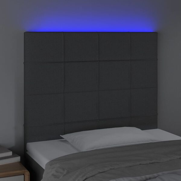 vidaXL Testiera a LED GrigioScuro 100x5x118/128cm inTessuto