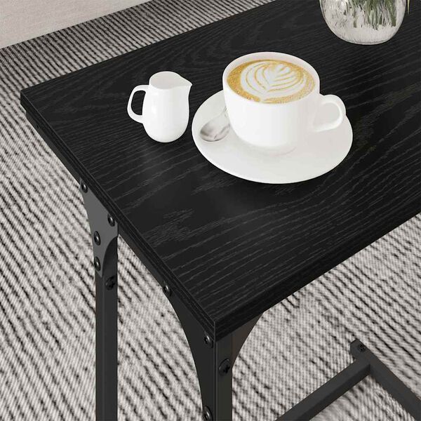 vidaXL Tavolo da caff&egrave; nesting 3 pcs Rovere nero Legno multistrato