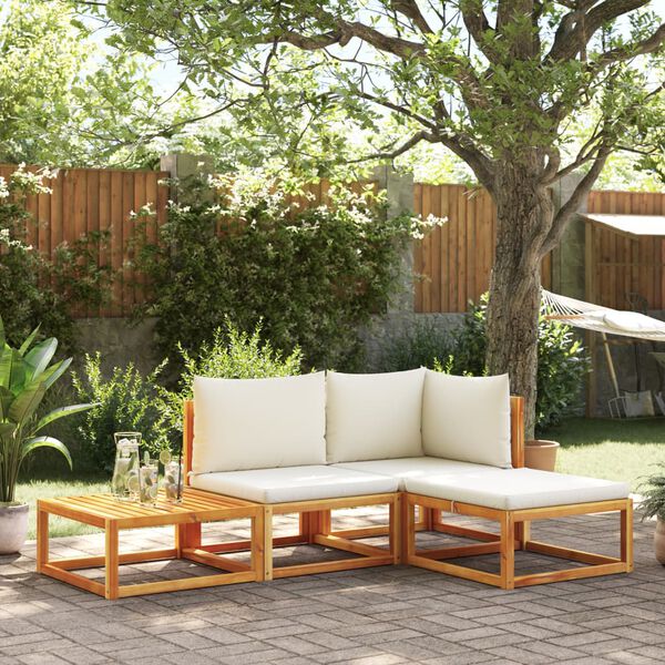 vidaXL Set di divani da giardino 4 pezzi con cuscini in legno di acacia e rattan