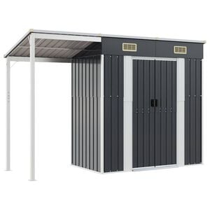 vidaXL Capanno Giardino Tetto Esteso Antracite 277x107x181cm Acciaio