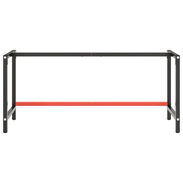 vidaXL Telaio Banco da Lavoro Nero e Rosso Opaco 180x57x79 cm Metallo
