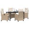 vidaXL Set da Pranzo per Giardino con cuscino 5 pcs Beige polyrattan