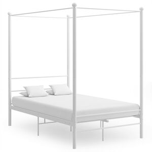 vidaXL Letto a Baldacchino Bianco in Metallo 140x200 cm