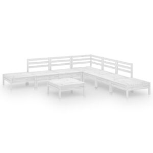 vidaXL Set Salotto da Giardino 8 pz in Legno Massello di Pino Bianco