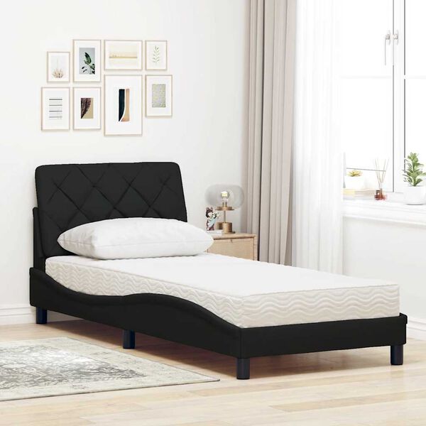 vidaXL Letto con Materasso Nero 80x200 cm in Tessuto