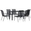 vidaXL Set da Pranzo da Giardino 7 pz Nero in Acciaio e Textilene