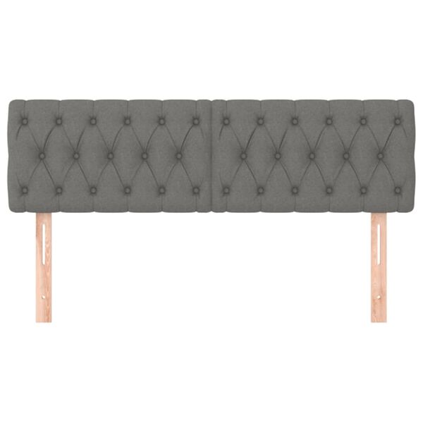 vidaXL Testiera Grigio Scuro 160x7x78/88 cm in Tessuto