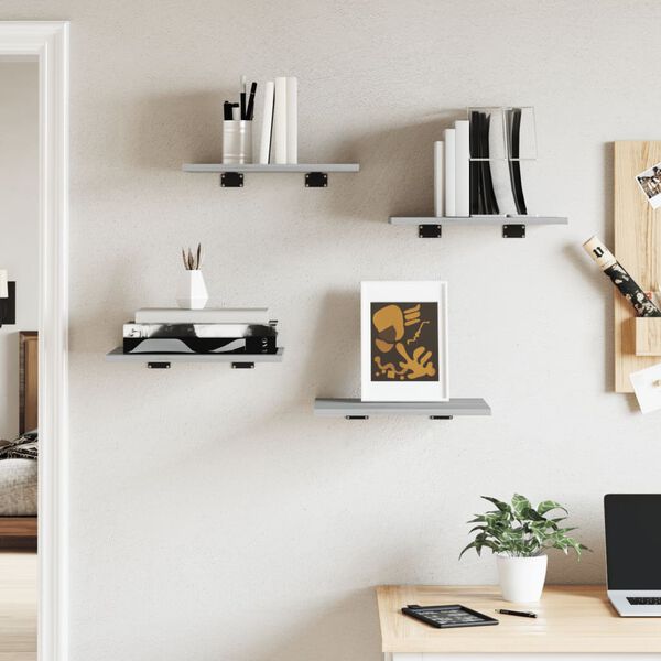 vidaXL Mensole Parete 4pz Grigio Sonoma 40x30x1,5cm Legno Multistrato
