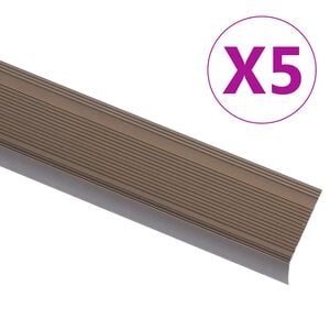 vidaXL Profili a L per Gradini 5 pz in Alluminio 90 cm Marrone