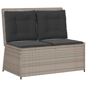 vidaXL Panca Reclinabile Giardino con Cuscini Grigio Chiaro Polyrattan