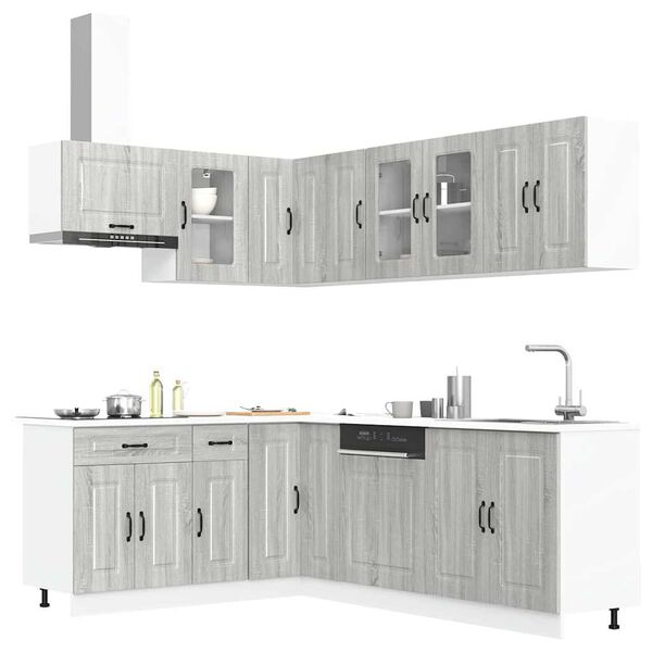 vidaXL Set Mobili da Cucina 11 pz Kalmar Grigio Sonoma in Truciolato