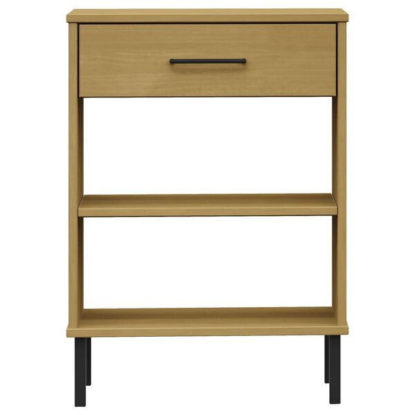 vidaXL Mobile Consolle Gambe Metallo Marrone Legno Massello Pino OSLO