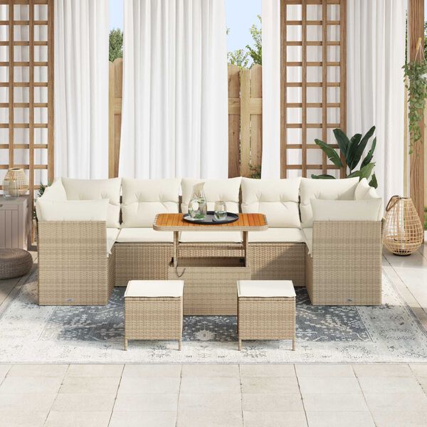 vidaXL Set Divano da Giardino 10 pcs Beige polyrattan