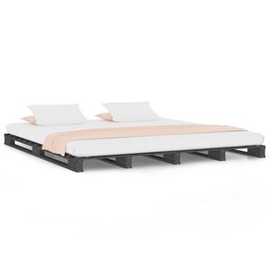 vidaXL Letto a Pallet Grigio 120x200 cm in Legno Massello di Pino