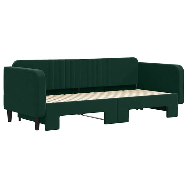 vidaXL Divano Letto con Letto Estraibile Verde Scuro 90x200cm Velluto