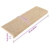 vidaXL Tappetini per scale 15 pz 65x21x4 cm Beige chiaro Bordo rettangolare