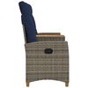 vidaXL Panchina reclinabile con tavolo Grigio e Blu Navy polyrattan