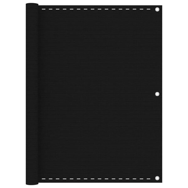 vidaXL Paravento da Balcone Nero 120x600 cm in HDPE