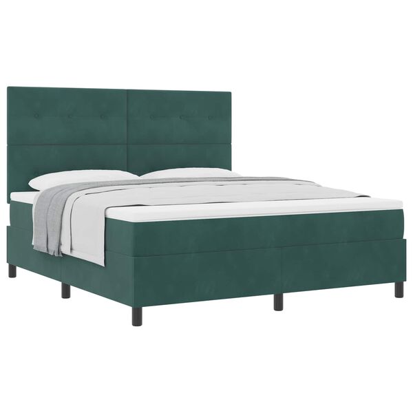 vidaXL Letto a molle con materasso Verde Scuro 180 x 200 cm Tessuto