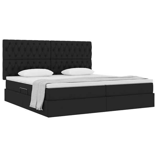 vidaXL Letto con contenitore e materasso Nero 200 x 200 cm Poliestere