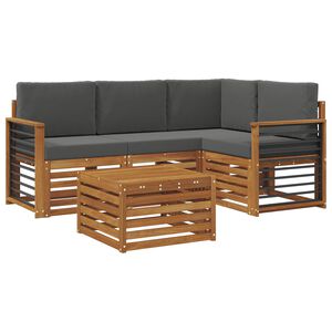 vidaXL Set di divani da esterno 5 pz Naturale e Antracite Poliestere