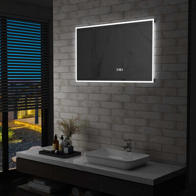 vidaXL Specchio LED Bagno con Sensore Tattile Schermo Orario 100x60cm