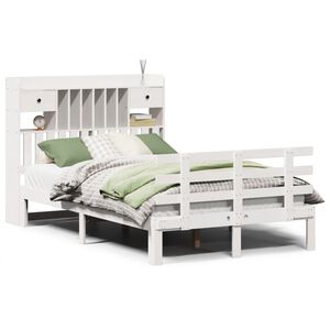 vidaXL Letto Libreria senza Materasso Bianco 135x190 cm Legno di Pino