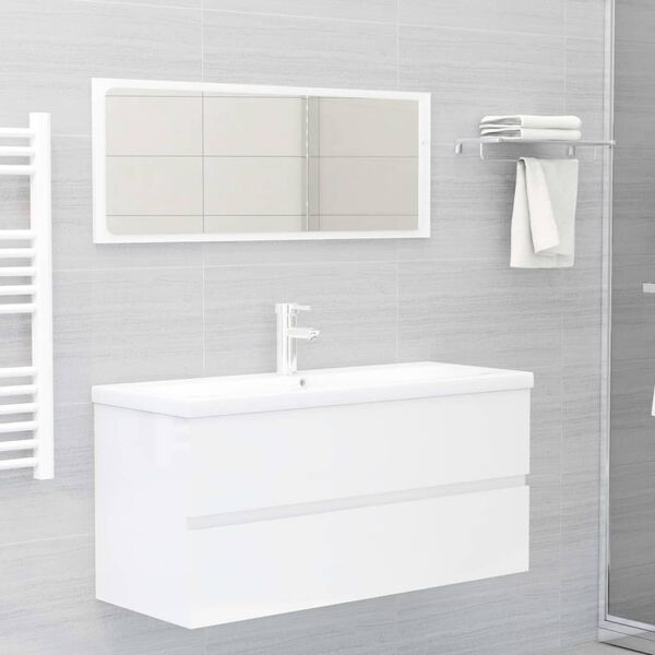 vidaXL Mobile Lavabo Bianco Lucido 100x38,5x45 cm in Legno Multistrato
