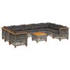 vidaXL Set Divano da Giardino 10 pz con Cuscini Grigio in Polyrattan