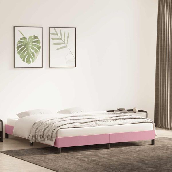 vidaXL Giroletto senza Materasso Rosa 180x220 cm Velluto