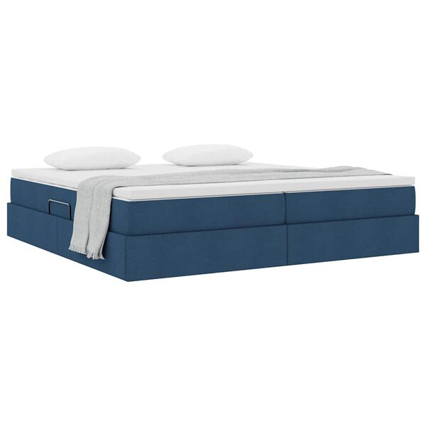 vidaXL Letto con contenitore e materasso Blu 200 x 200 cm Poliestere