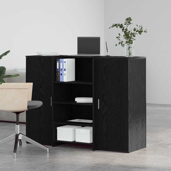 vidaXL Banco Reception Rovere Nero 135x50x103,5 cm Legno Multistrato